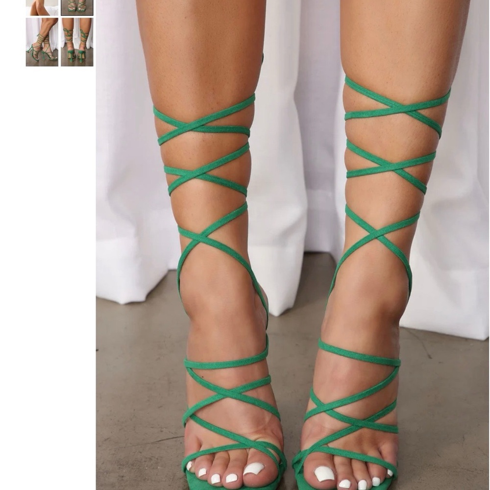 Elegant Green Strappy Heels